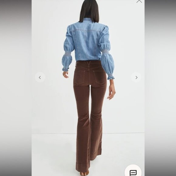 Veronica Beard Sheridan Flare Jeans Exaggerated Flare Chocolate Brown Size 27 - Picture 2 of 15